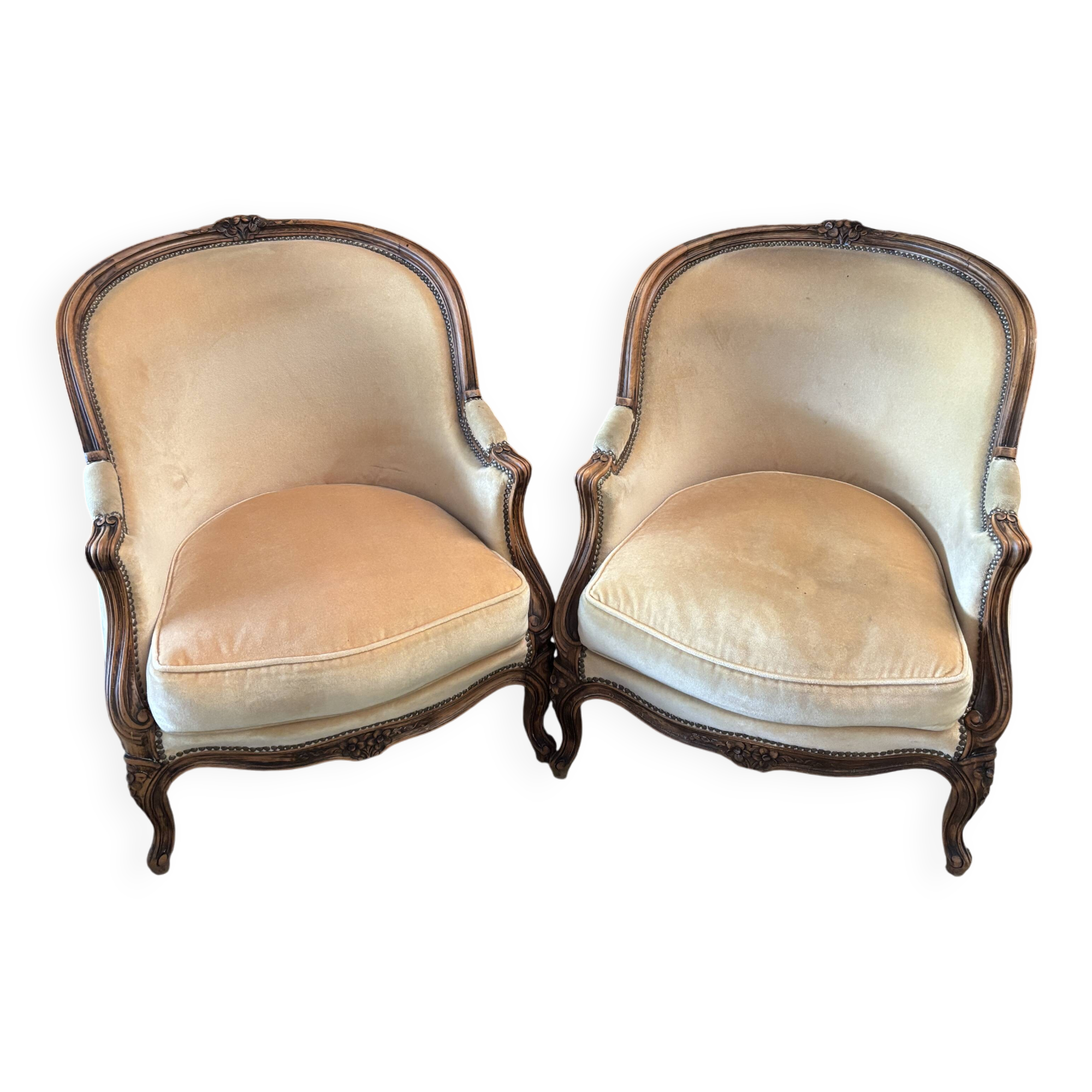 Pair of bergère armchairs