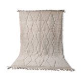 Authentic Beni Ouarain Rug, Ecru, Handmade in Soft Wool - 300x200cm