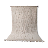 Authentic Beni Ouarain Rug, Ecru, Handmade in Soft Wool - 300x200cm