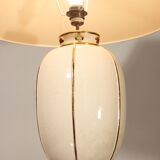 Large cracked earthenware lamp and Longwy enamels, France 1990s