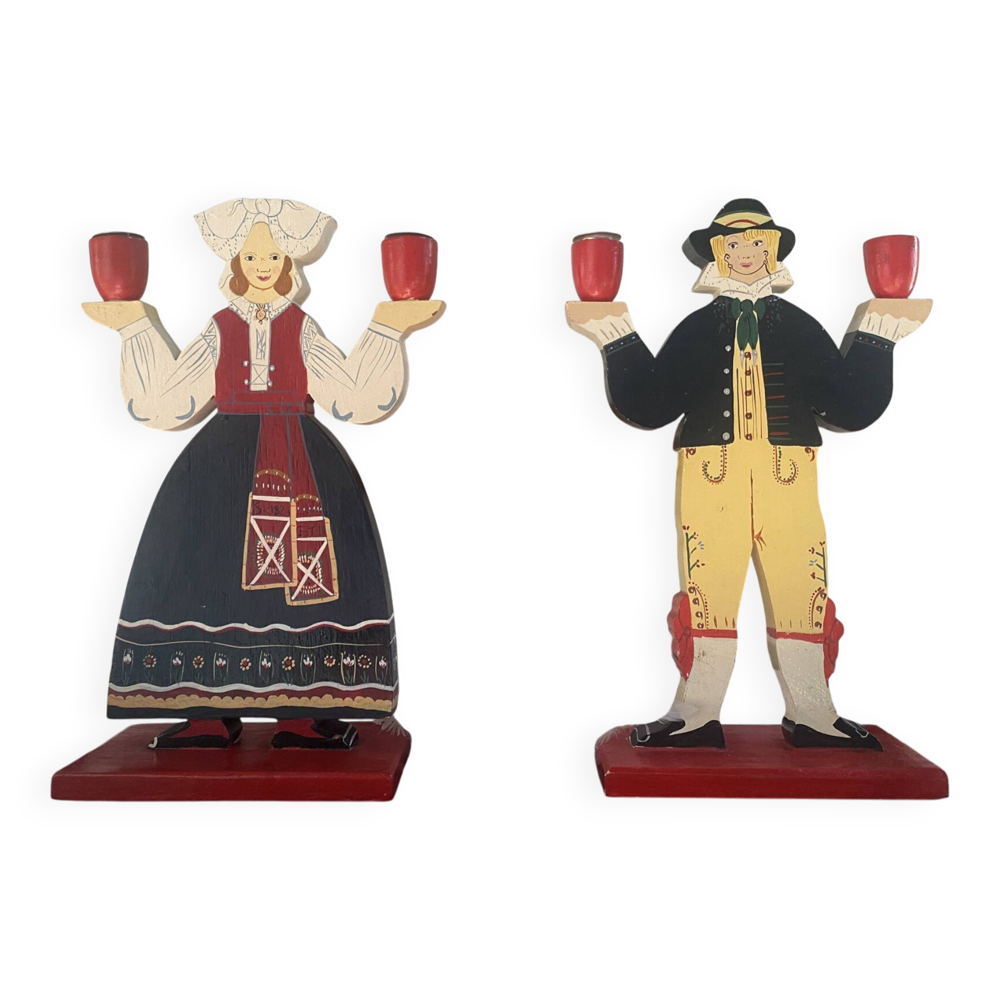 Pair of vintage wooden candlesticks