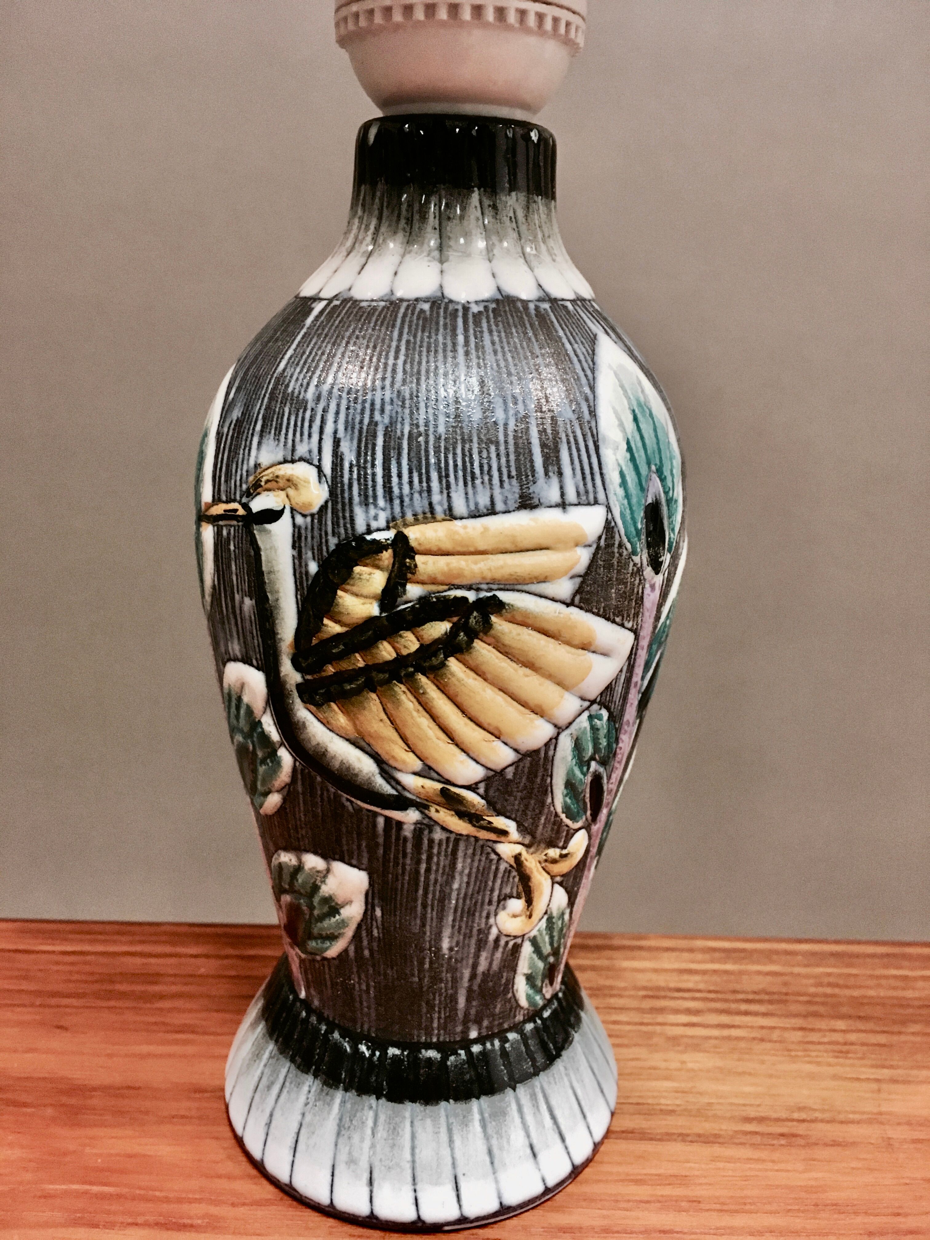 Duo of scandinavian ceramic lamps design 1960