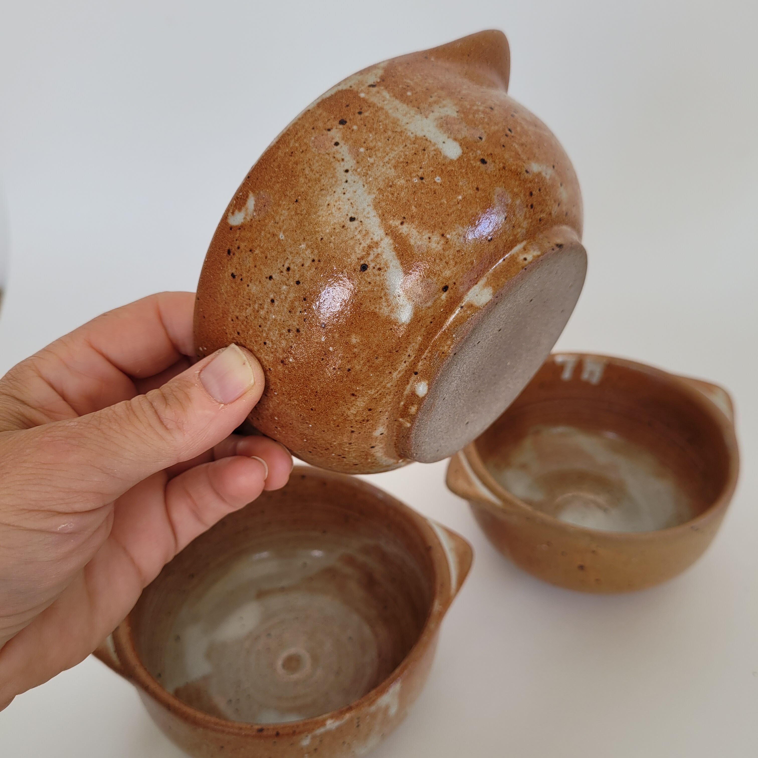 Lot de 3 bols à oreilles en grès