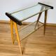 Vintage console in wood, glass and gold metal