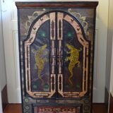 Bali furniture (sideboard) in polychromed banana leaves 54 x 91 x 38 cm