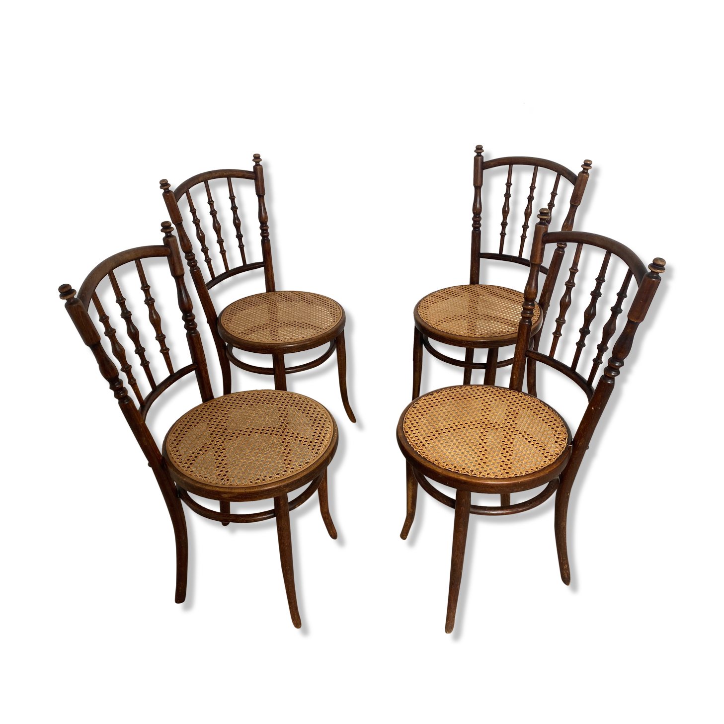 4 anciennes chaises de bistrot début 19 eme Josef Hoffmann bois cannage