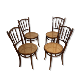 4 old bistro chairs early 19th Josef Hoffmann wood cannage