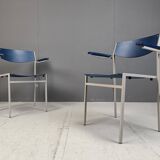 Minimalist Metal and Plywood Stackable Armchairs by Gijs Van Der Sluis, Set of 6