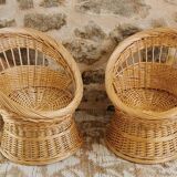 Pair of Vintage Wicker Armchairs for Children