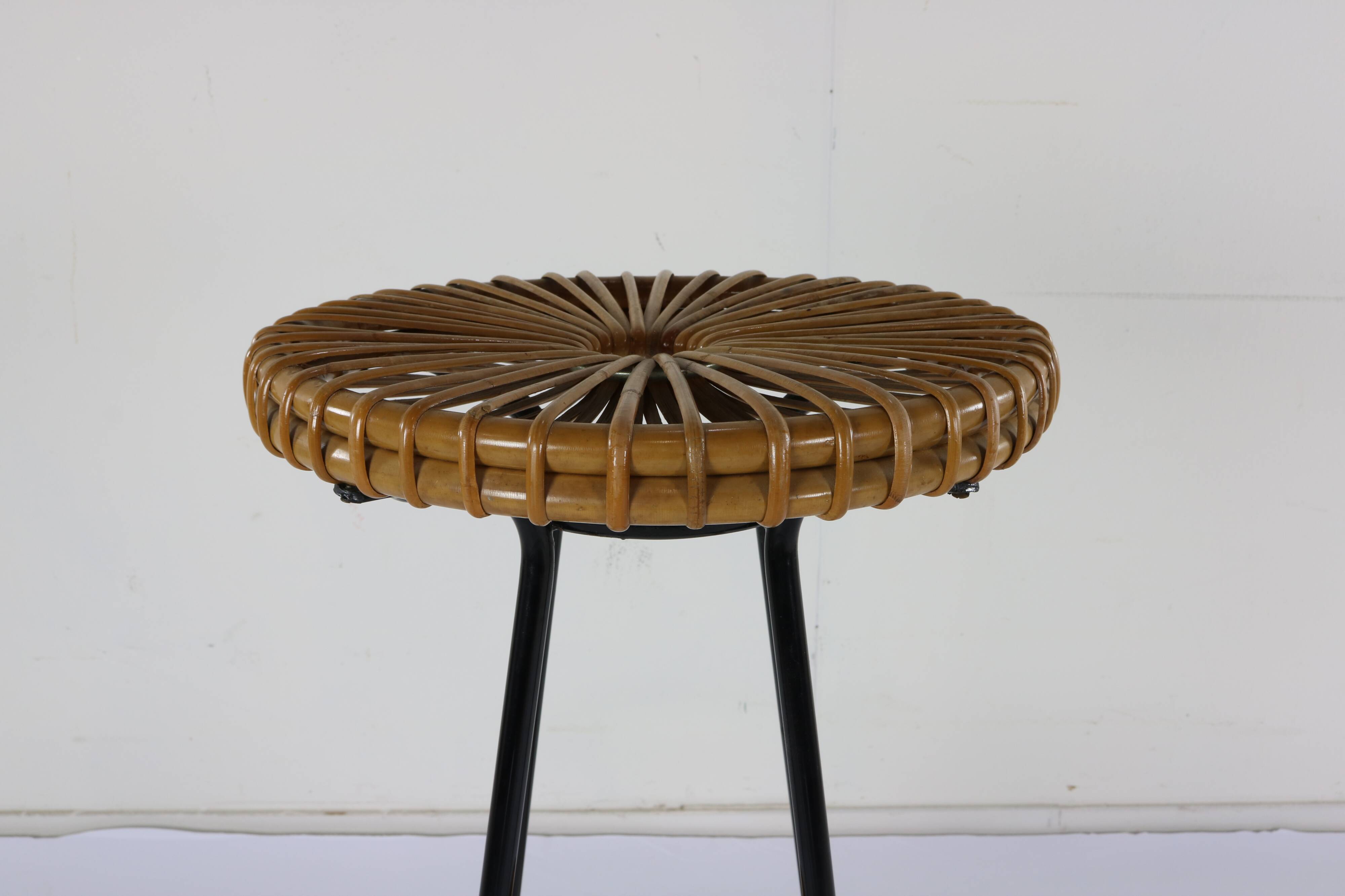 Original sixties rattan bar stool by Rohé Noordwolde Holland