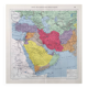 Carte vintage Asie occidentale 43x43cm de 1950