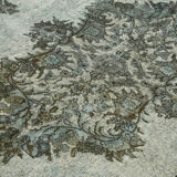 Handmade hi-low pile oriental 1980s 202 cm x 315 cm blue rug