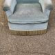 Vintage BUROV crapaud armchair in blue velvet with fringes – 1960s/70s