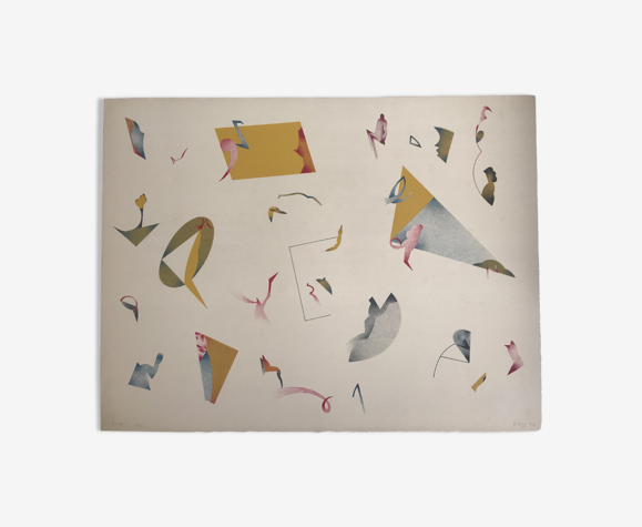 Lithographie originale signée et datée de Jan VOSS (1936) Was auch noch war, 1970