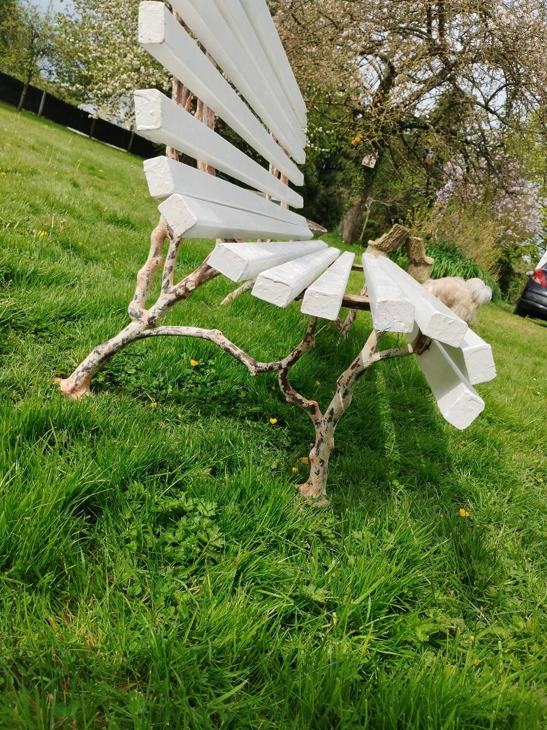 Banc de jardin avec pieds en fonte ancien