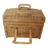 Vintage rattan and wicker picnic case - LPR22065