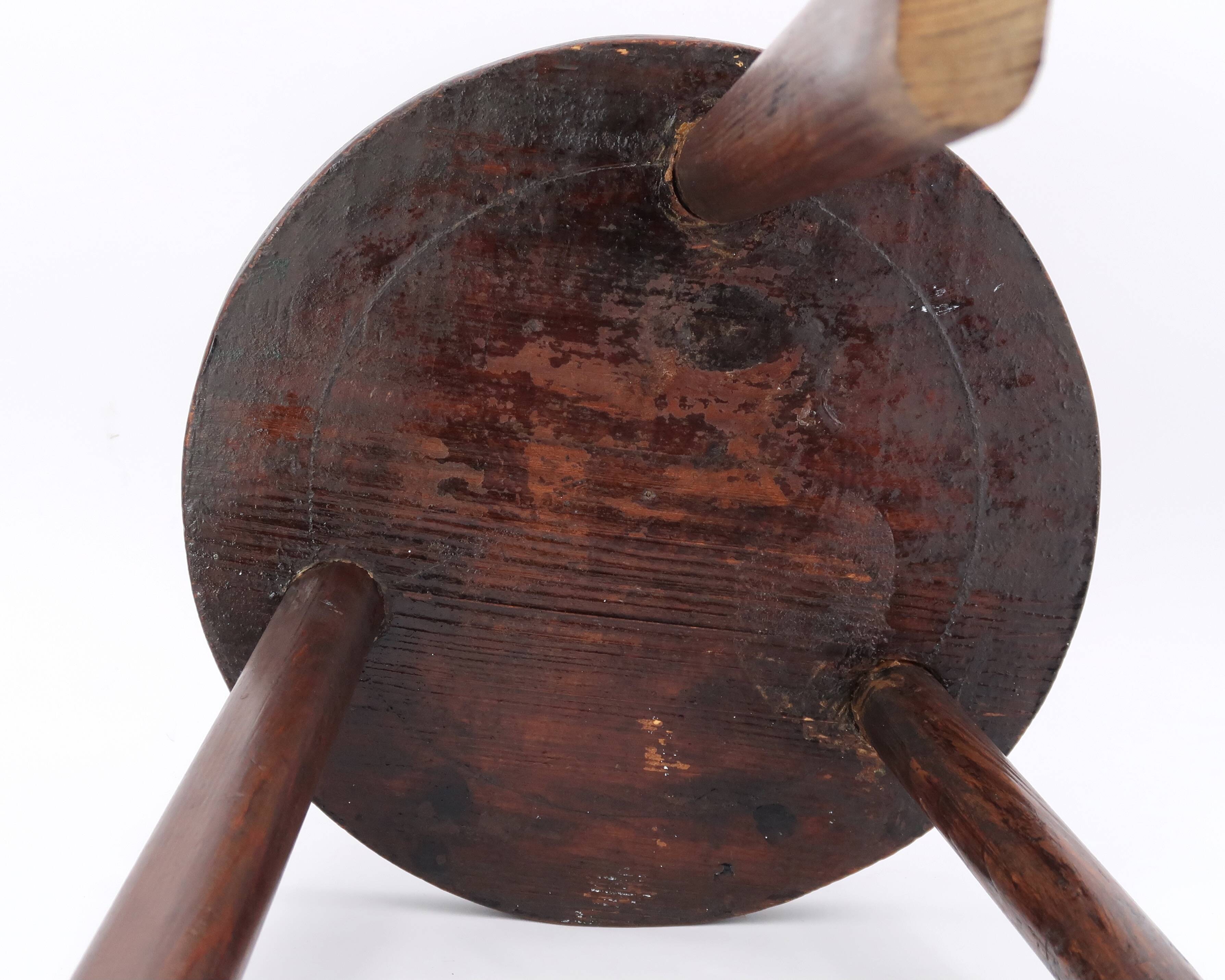 Wooden tripod stool, saber legs, popular art from the 50s