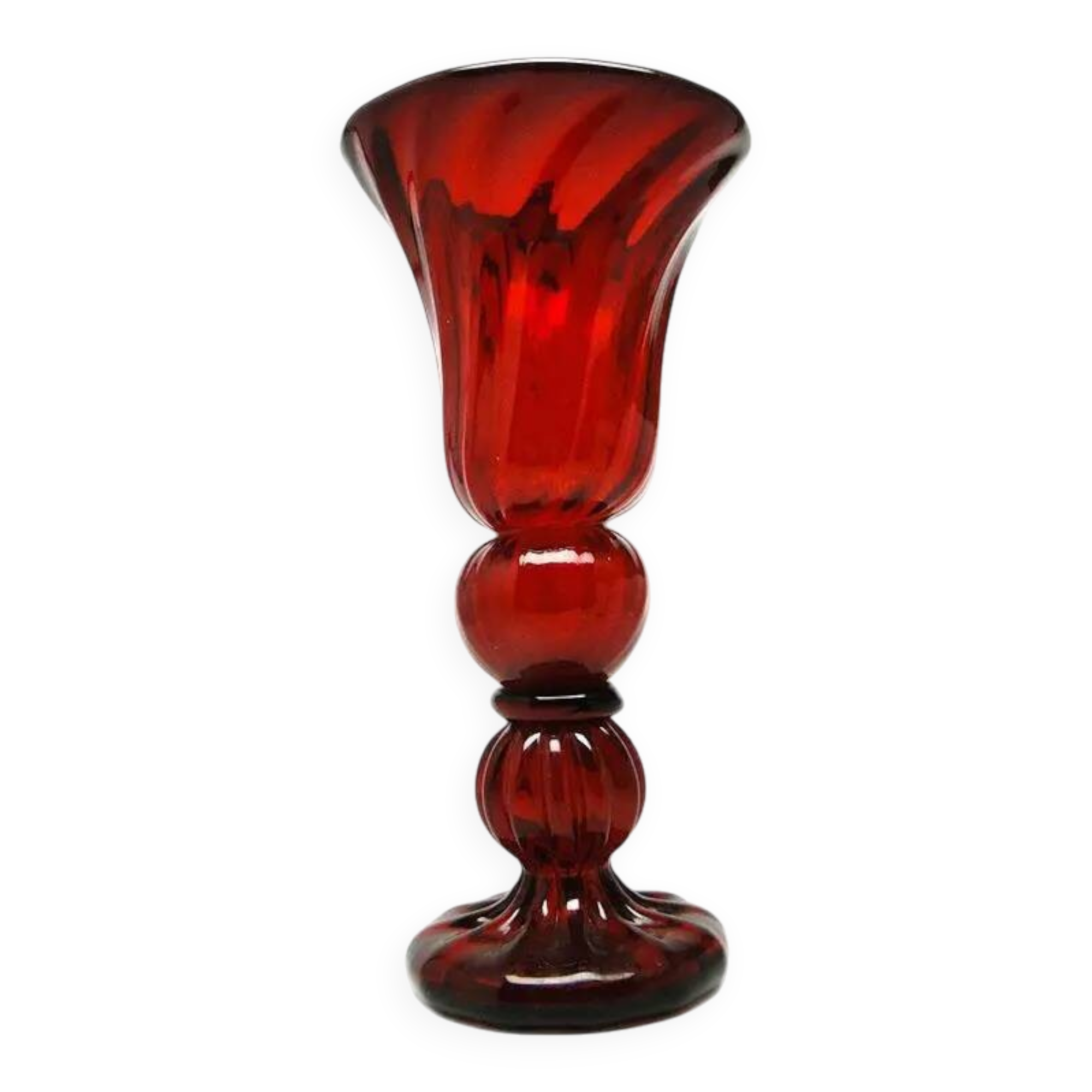 Vase, mid-century modern, red glass, designed by J. Słuczan-Orkusz, Poland, 1970s