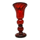 Vase, mid-century modern, red glass, designed by J. Słuczan-Orkusz, Poland, 1970s