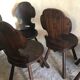 Set of 6 vintage brutalist solid wood chairs
