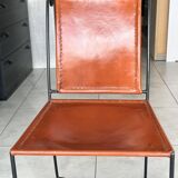 Chaise en cuir et fer forgé