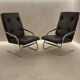 2 cantilever chairs with tubular chrome structure by Pierson of Fra