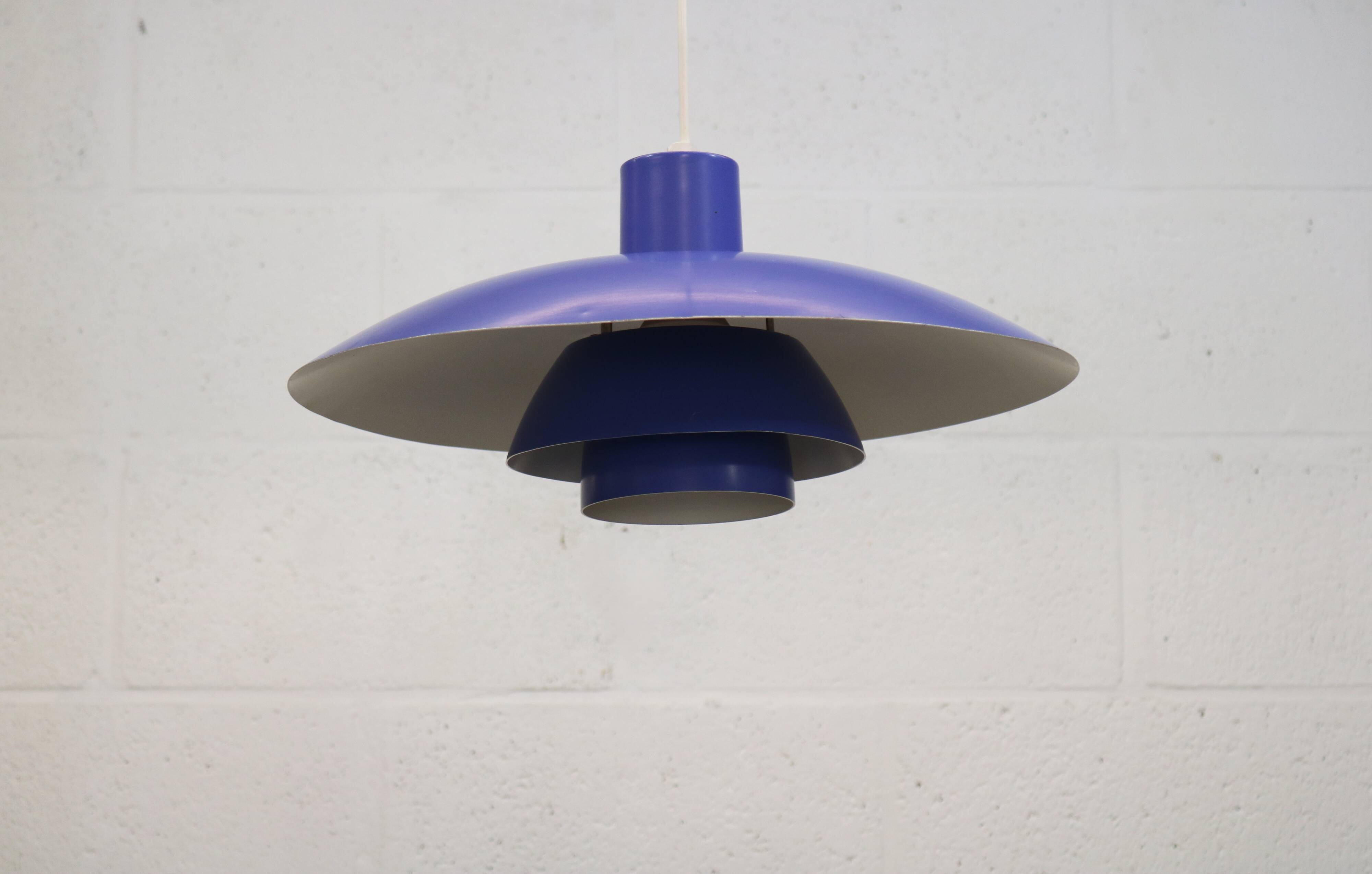 Blue Louis Poulsen PH 4/3 Pendant Lamp: 1970s Scandinavian Design