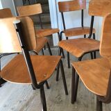 Lot of 6 vintage school chairs