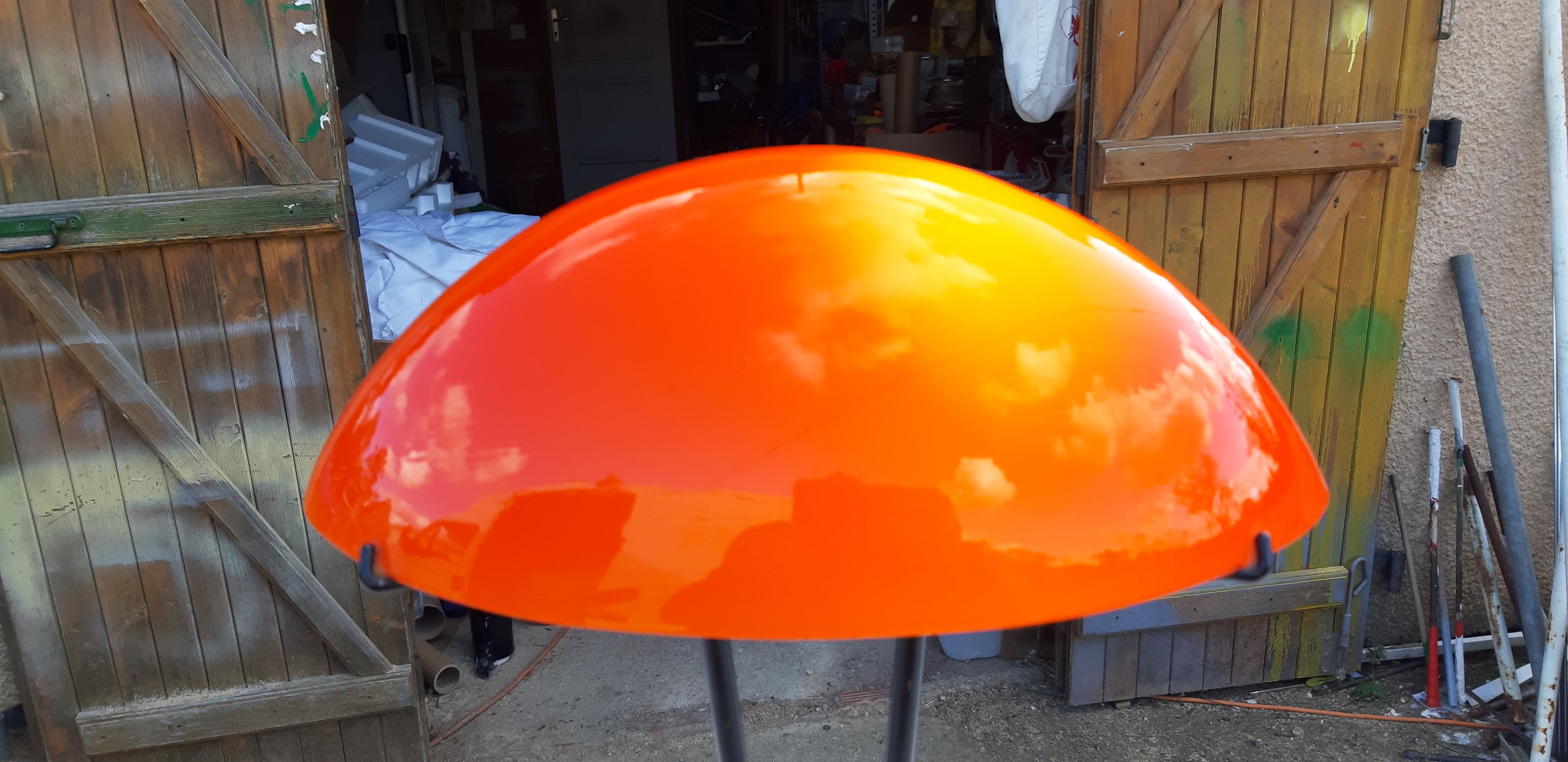 Vintage lamp in orange and white opaline