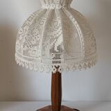 Vintage lace marquetry bedside lamp