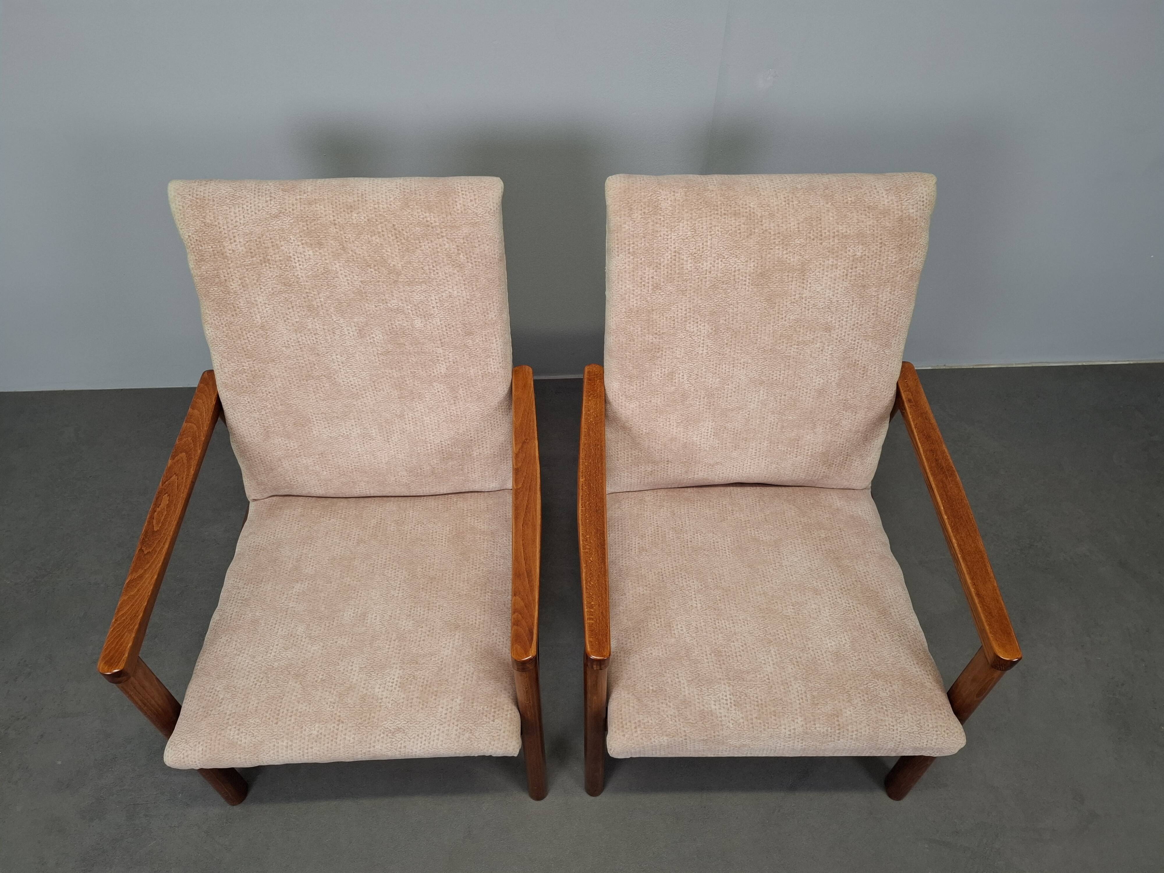 Pair of TON Mid-Century Modern Armchairs, Czechoslovakia, 1970s
