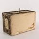 Antique wooden box with fabric and beads, Europe 19th Century