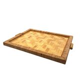 Hollywood regency bamboo and wicker tray, Italy 1970s
