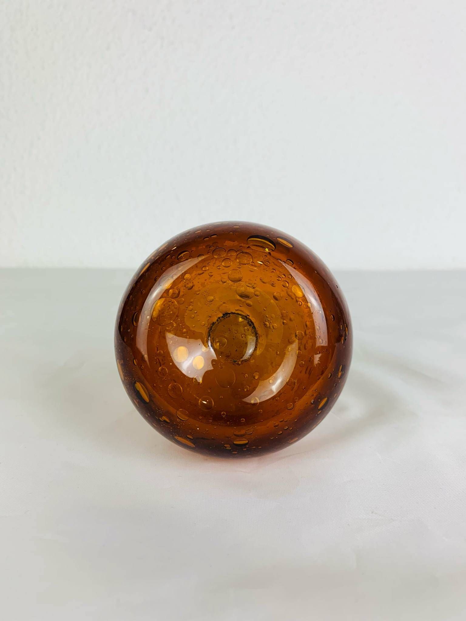 Vintage amber/orange bubbled glass soliflore vase