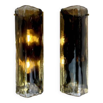 Murano & Brass Wall Lamps by J.T. Kalmar, Austria, 1960s