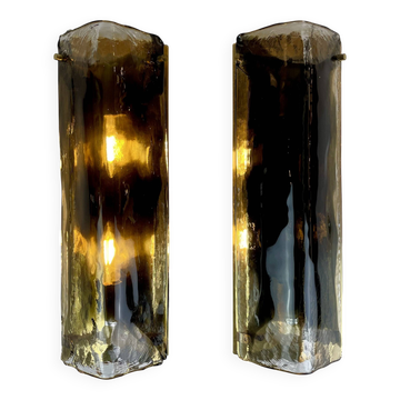 Murano & Brass Wall Lamps by J.T. Kalmar, Austria, 1960s