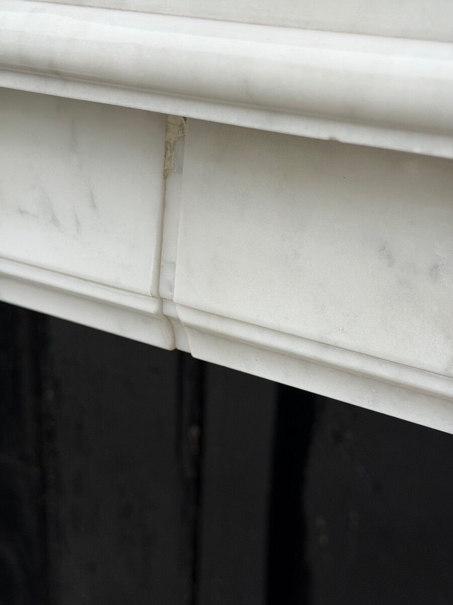Louis XVI style fireplace in Carrara marble, circa 1880.