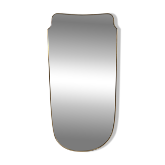 Italian Large Designer Vintage Mirror with Brass Frame, 1950