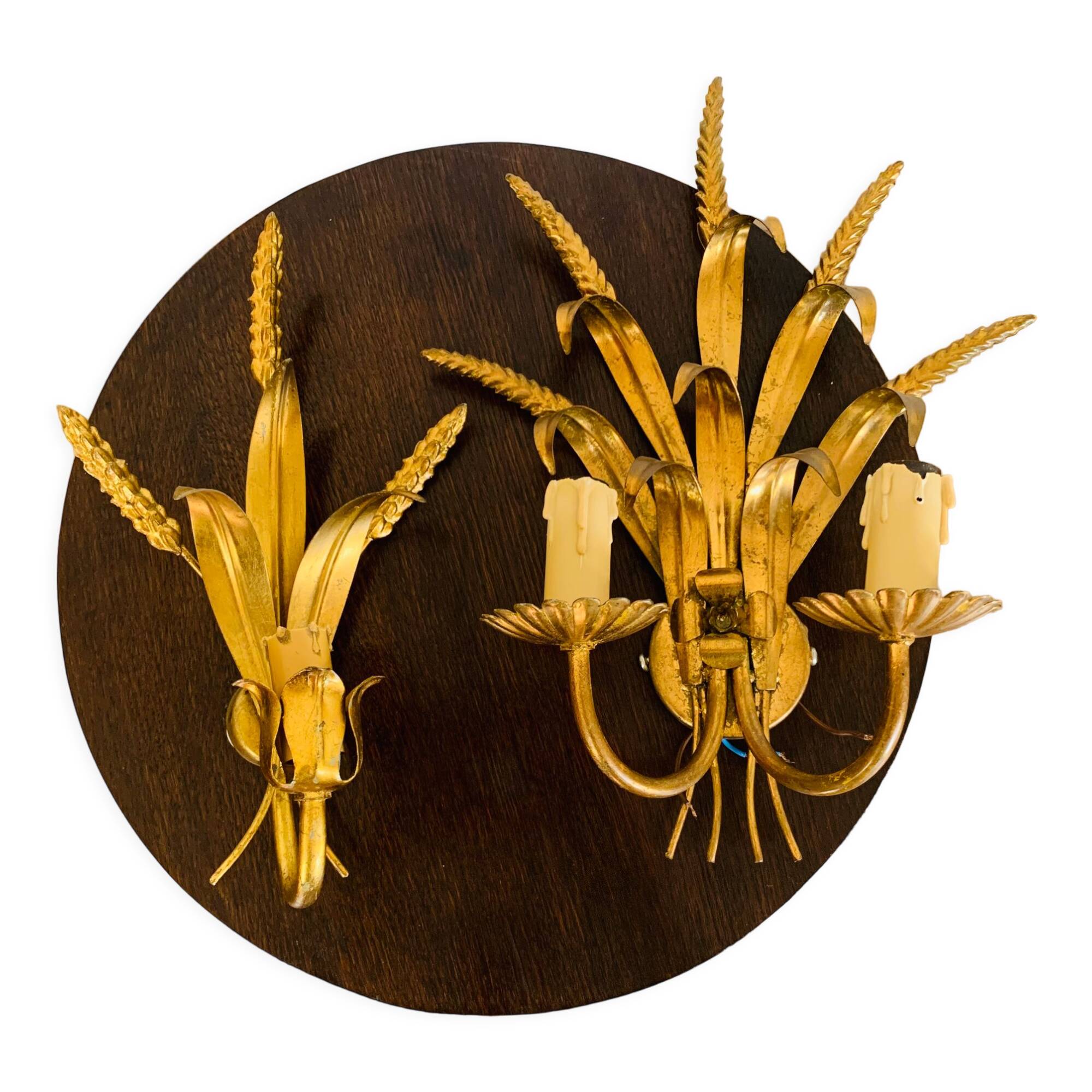 Pair of gilded wall sconces sheaves of wheat