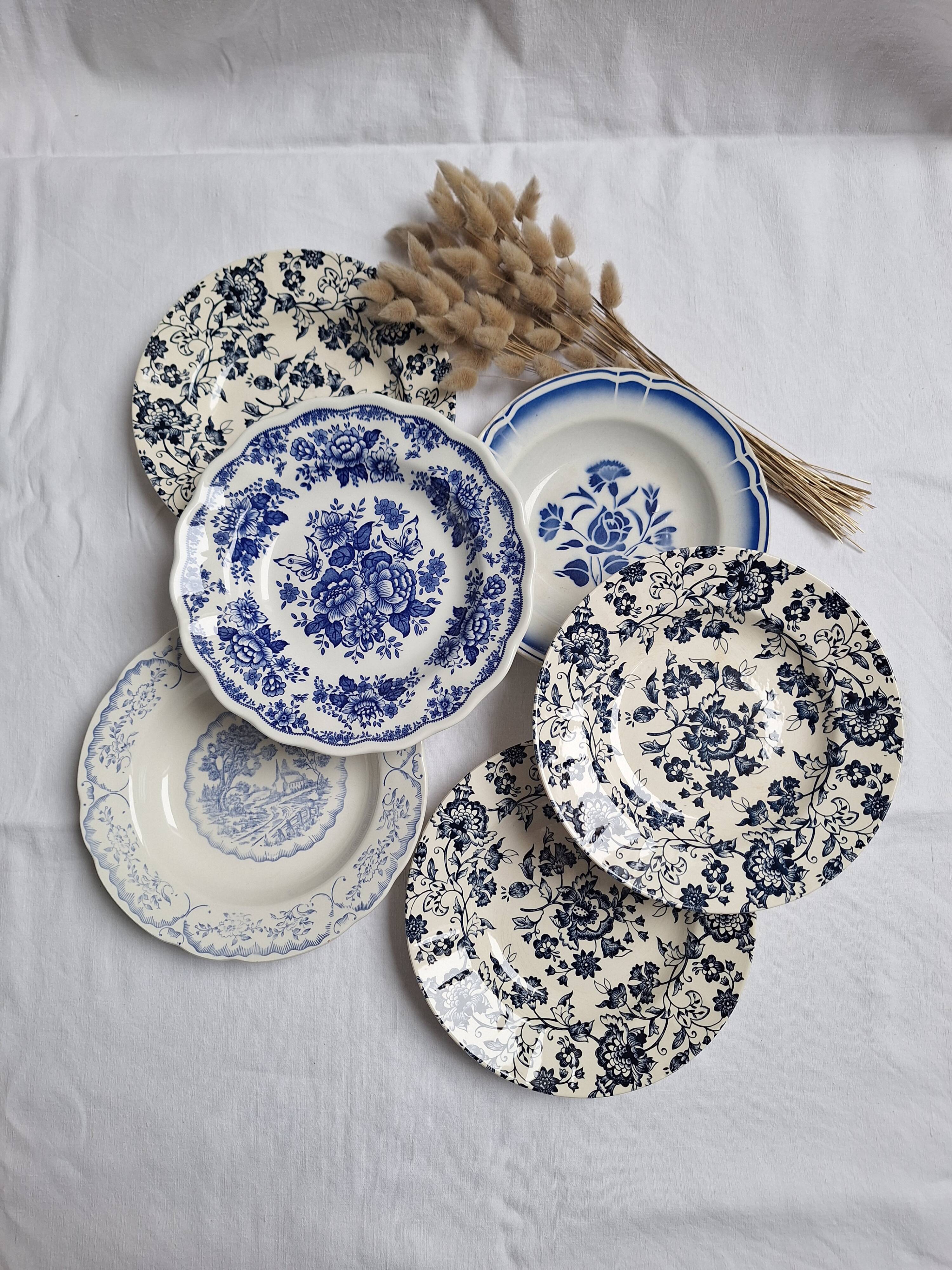 Vintage blue soup plates
