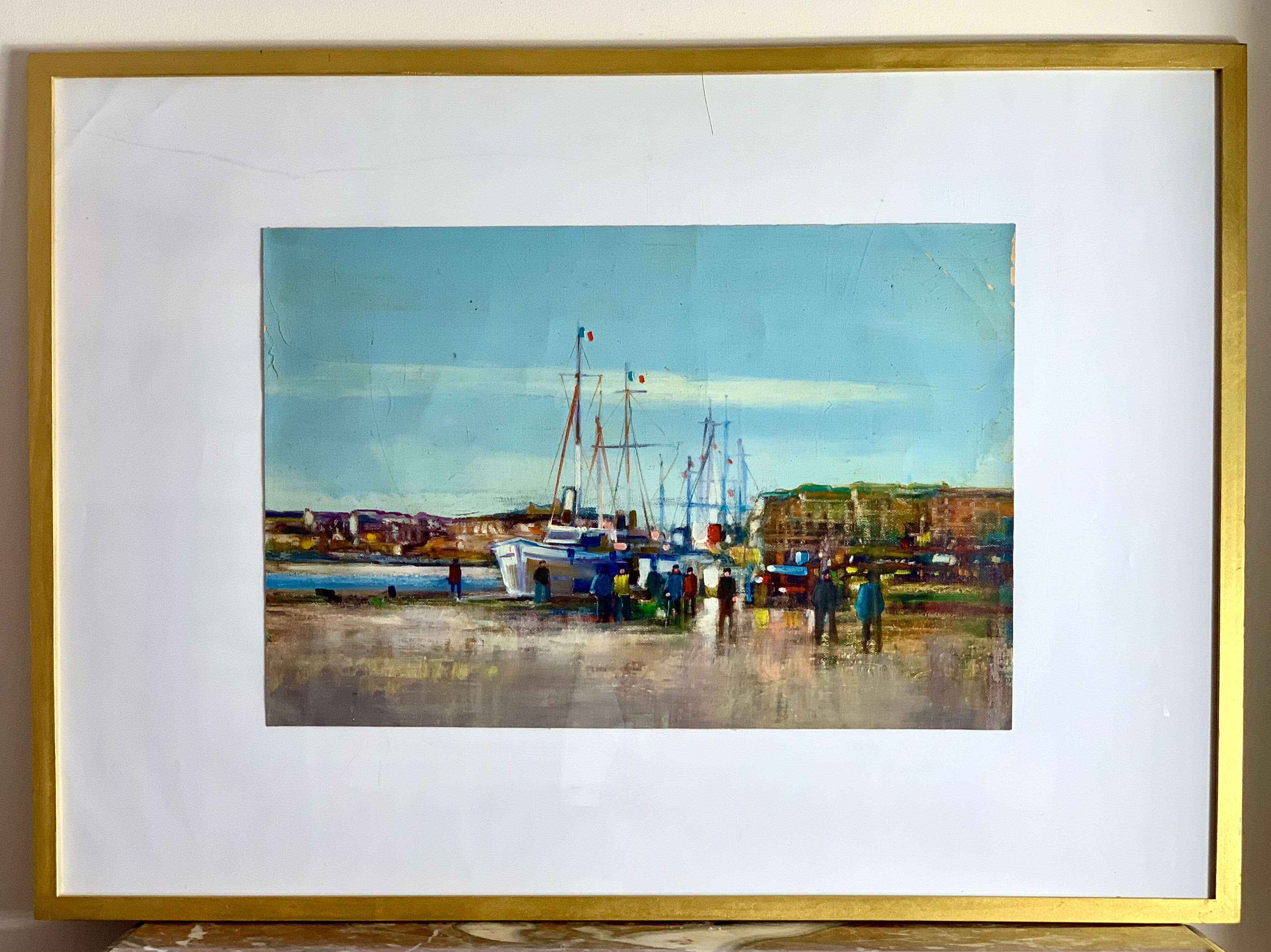 Oil on canvas framed representing the Breton port of Dahouët