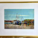 Oil on canvas framed representing the Breton port of Dahouët
