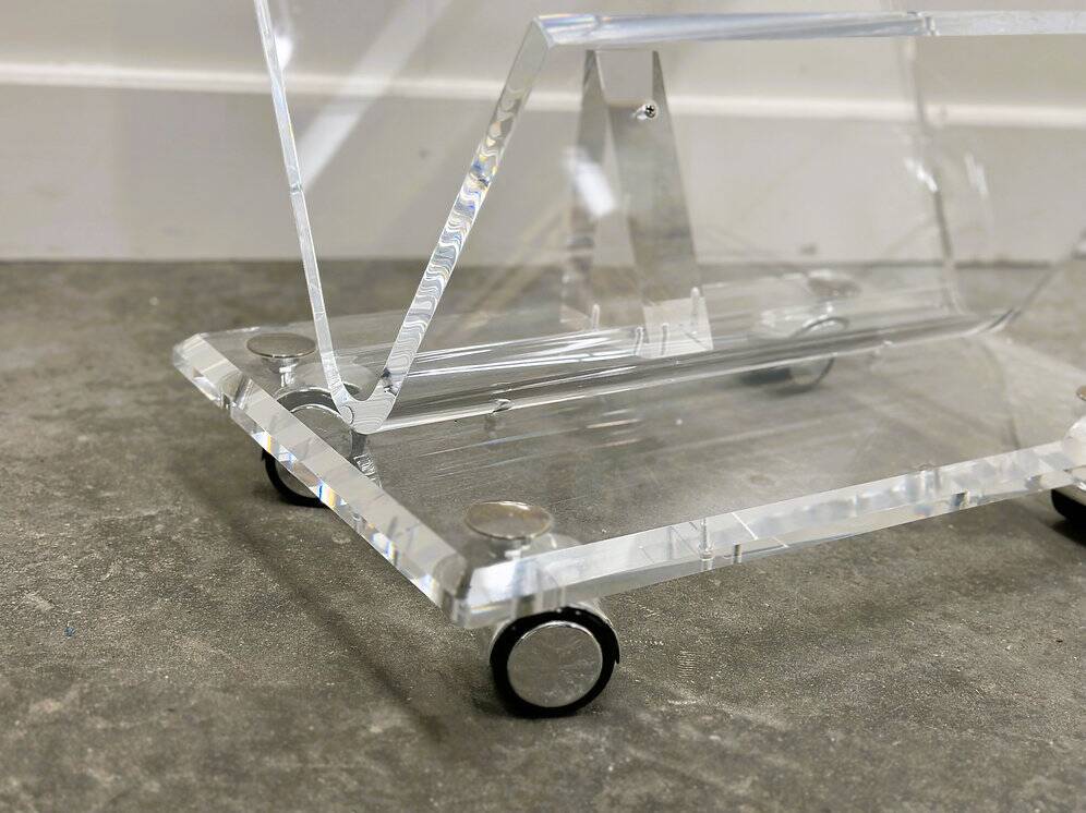 Vintage Lucite magazine cart, 1980s
