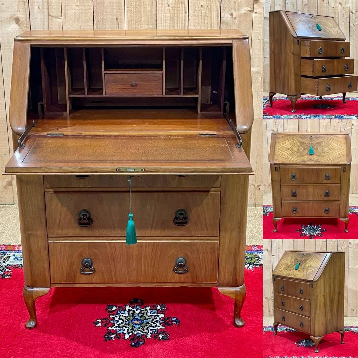 1960s English walnut secretary