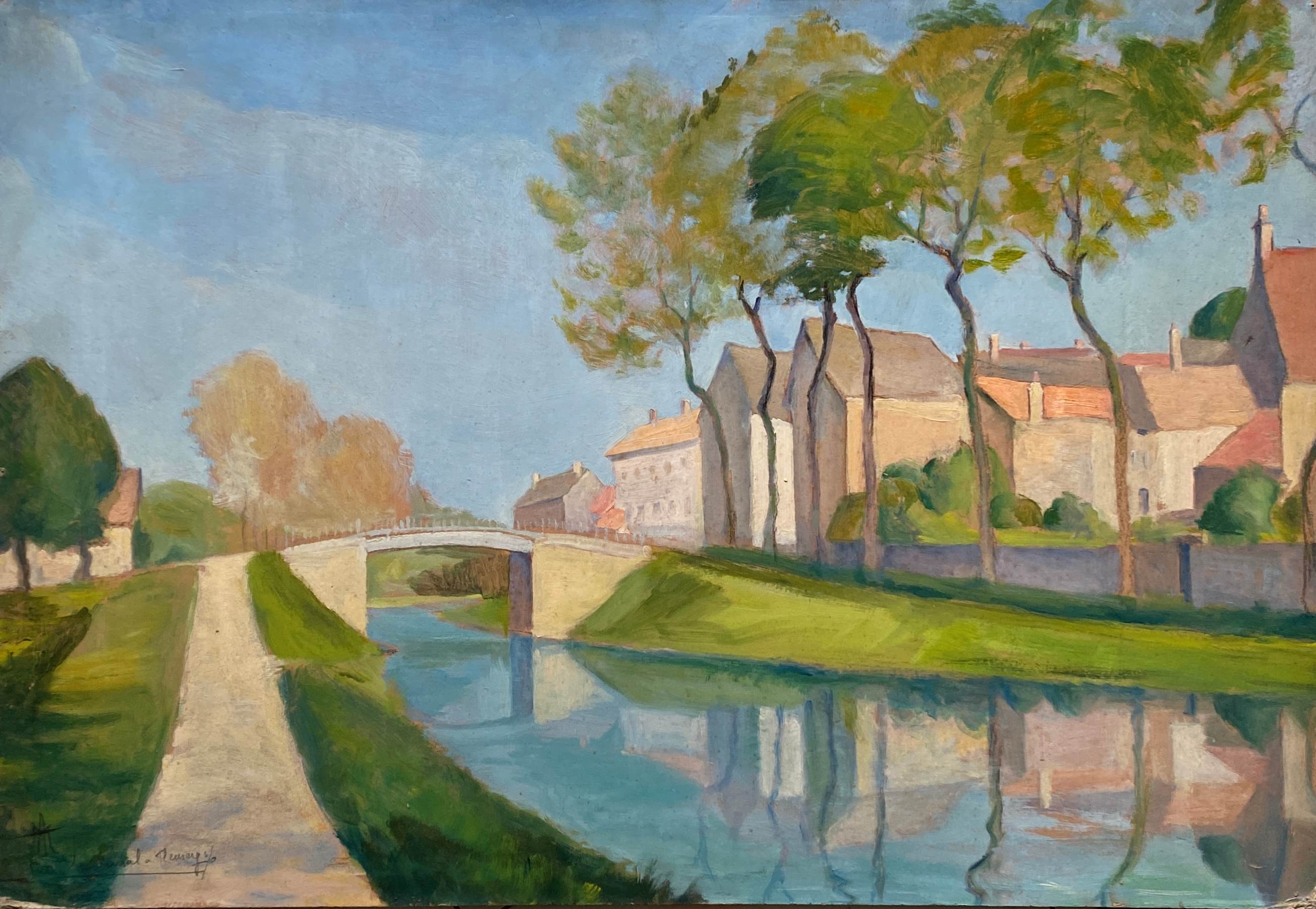 HSP painting "Fleurey sur Ouche" (Côte d'Or) by Auguste Mallard (1895-1965)