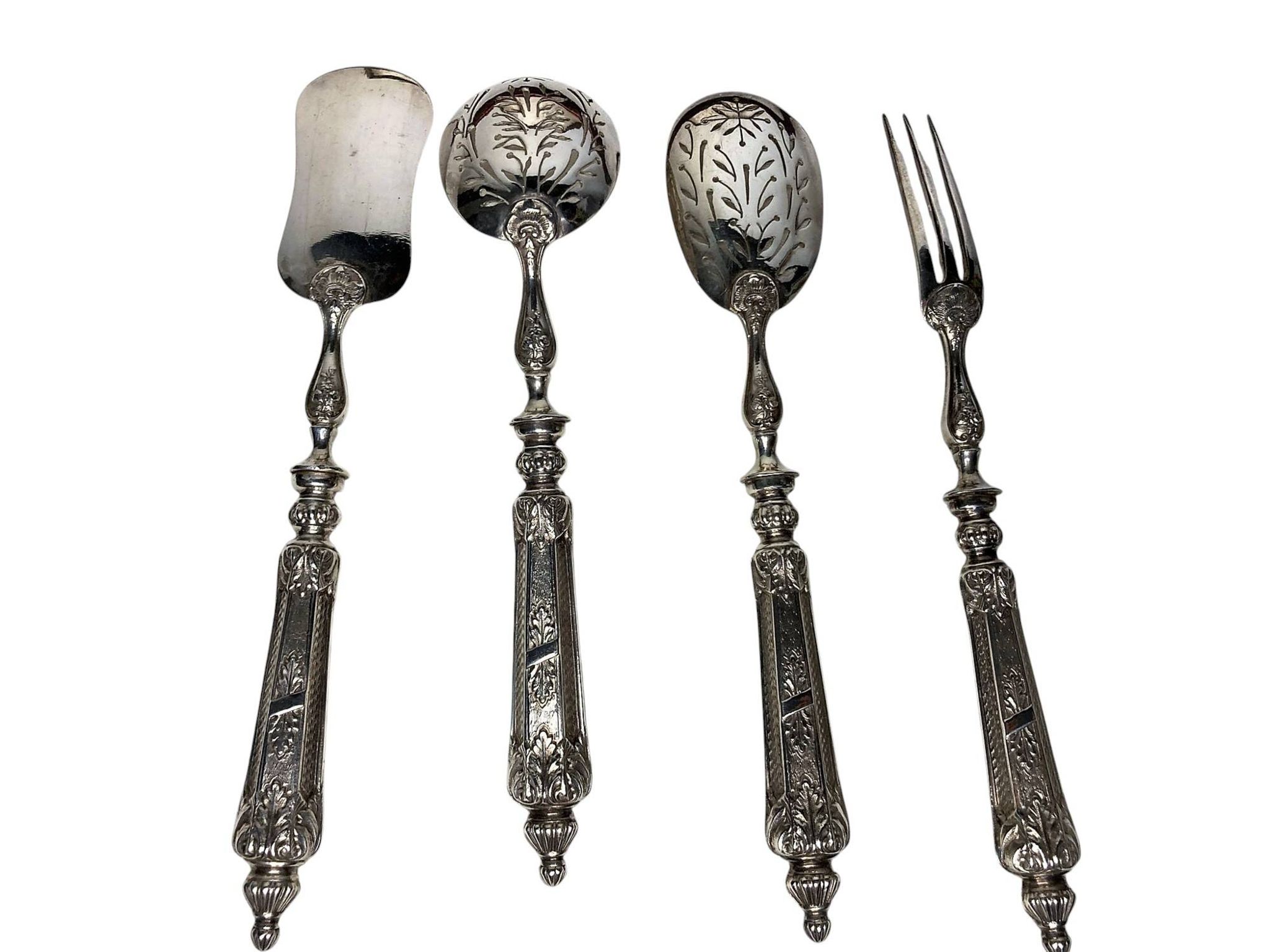 Four-piece silver-plated confectionery set, late 19th century