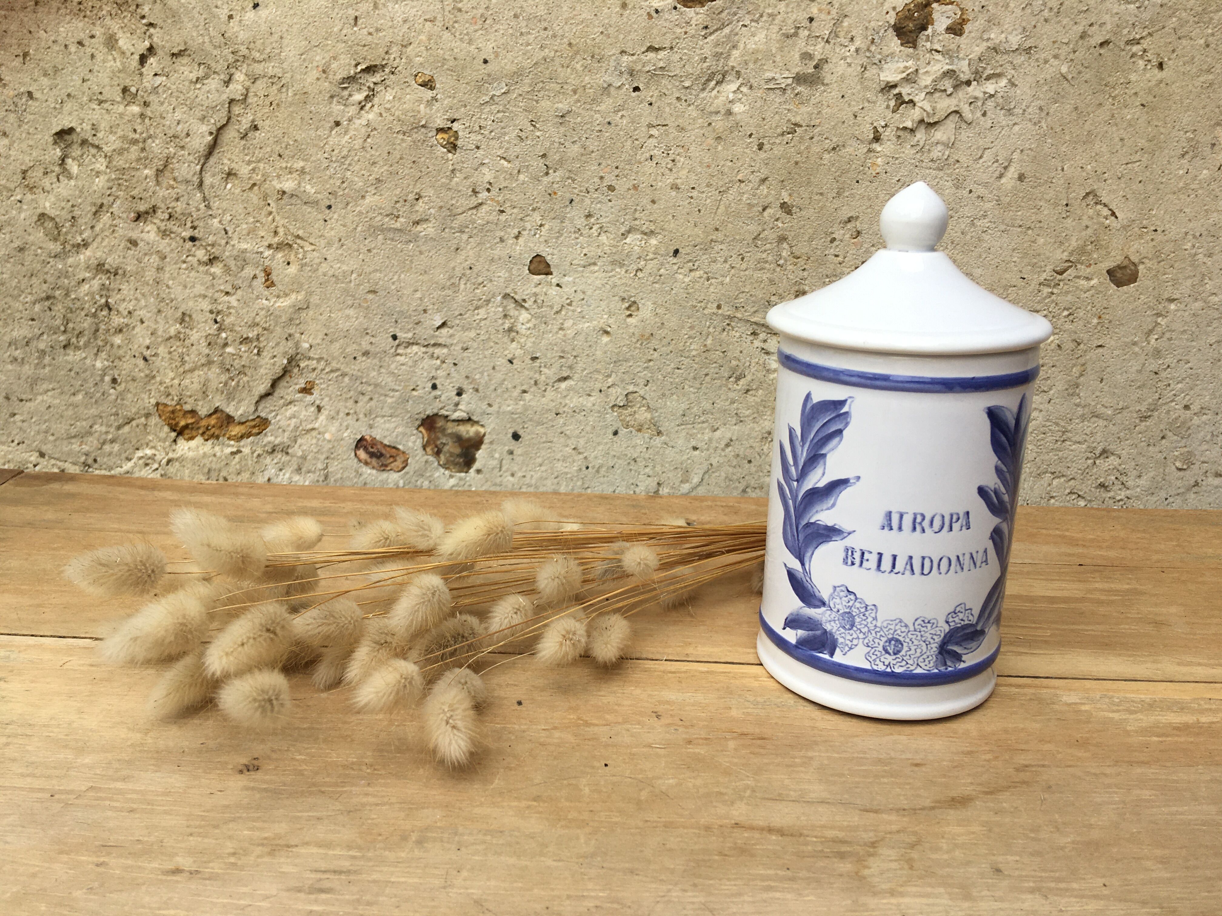 Blue and white pharmacy jar