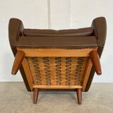 Vintage retro Danish mid-century G. Thams club chair in brown leather 60s