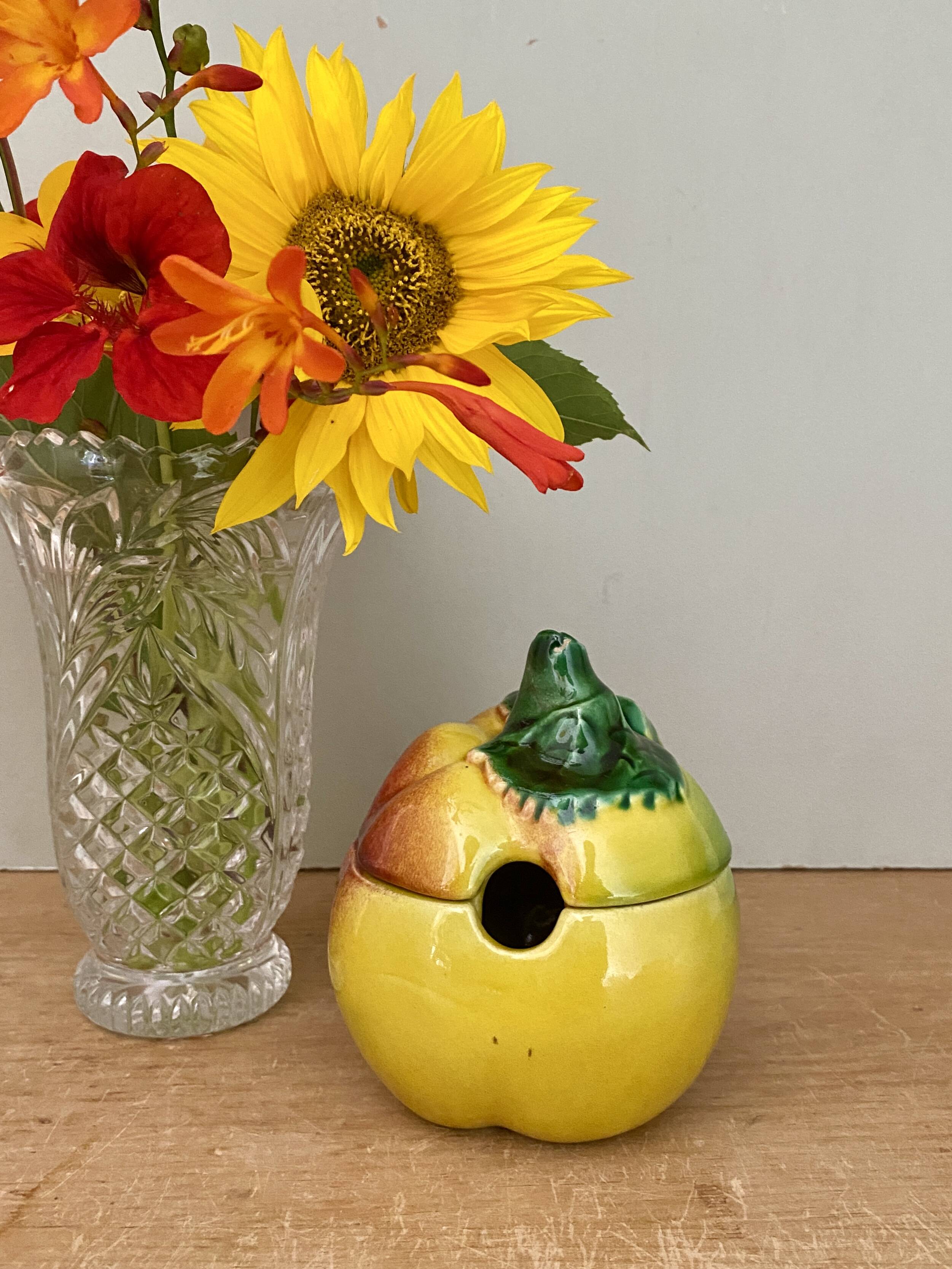 Mustard pot or jam pot in apple slip