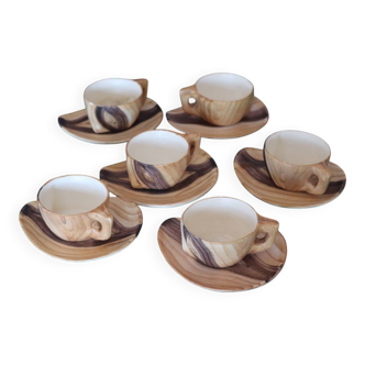 Coffee service – 6 cups and saucers Grand Jean Jourdan, Vallaur